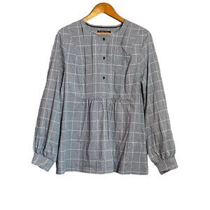 Brooks brothers gingham 1/4 button blouse